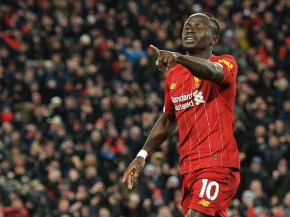 Sadio Mane celebrates scoring (EPA)