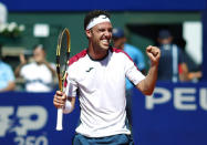 Tennis - ATP 250 - Argentina Open Final - Lawn Tennis Club, Buenos Aires, Argentina - February 17, 2019 Italia's Marco Cecchinato celebrates winning his final match against Argentina's Diego Schwartzman REUTERS/Agustin Marcarian