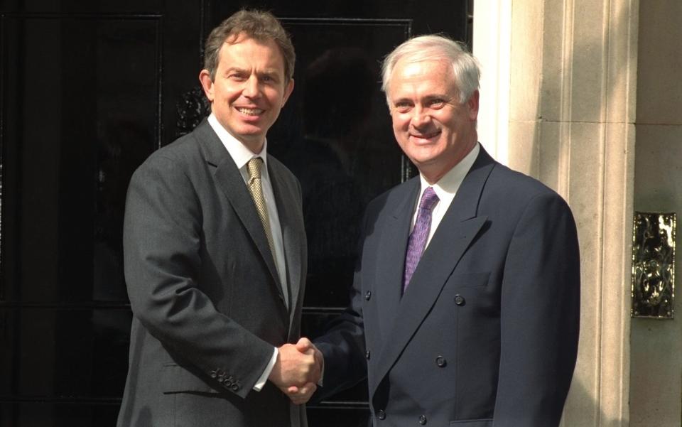 With Tony Blair in May 1997: the following month Bruton resigned as Taoiseach