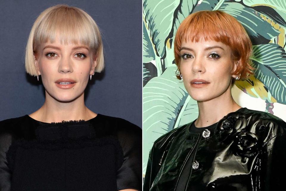 <p>Dimitrios Kambouris/Getty Images; Joe Schildhorn/BFA.com/Shutterstock</p> Lily Allen on March 13, 2023, in New York City (L); Lily Allen on Sept. 14, 2023, in New York City