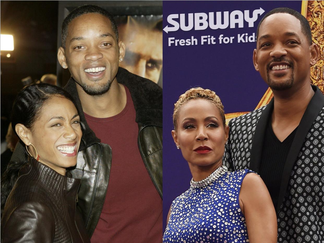 (left) will and jada smith in 2003 (right) will and jada smith in 2019