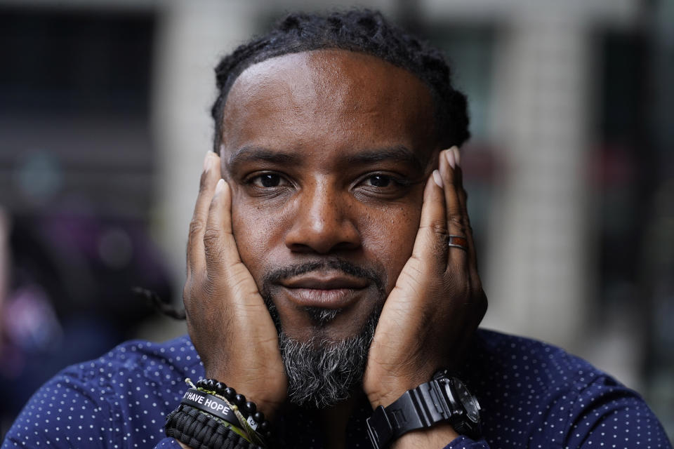 Robert Dabney Jr. poses for a photo in Chicago, Monday, June 13, 2022. As a coalition of current and former military servicemembers hold the first-ever convening for Black veteran advocates in the nation's capital this month, they hope to draw attention to long-standing racial, economic and social inequities facing more than 2 million Black American veterans. (AP Photo/Nam Y. Huh)