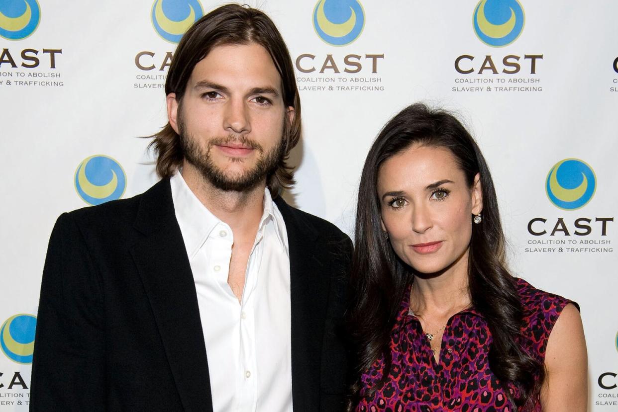 Actor Ashton Kutcher (L) and actress Demi Moore arrive at the Coalition to Abolish Slavery & Trafficking's 13th Annual Gala at the Skirball Cultural Center on May 12, 2011 in Los Angeles, California.