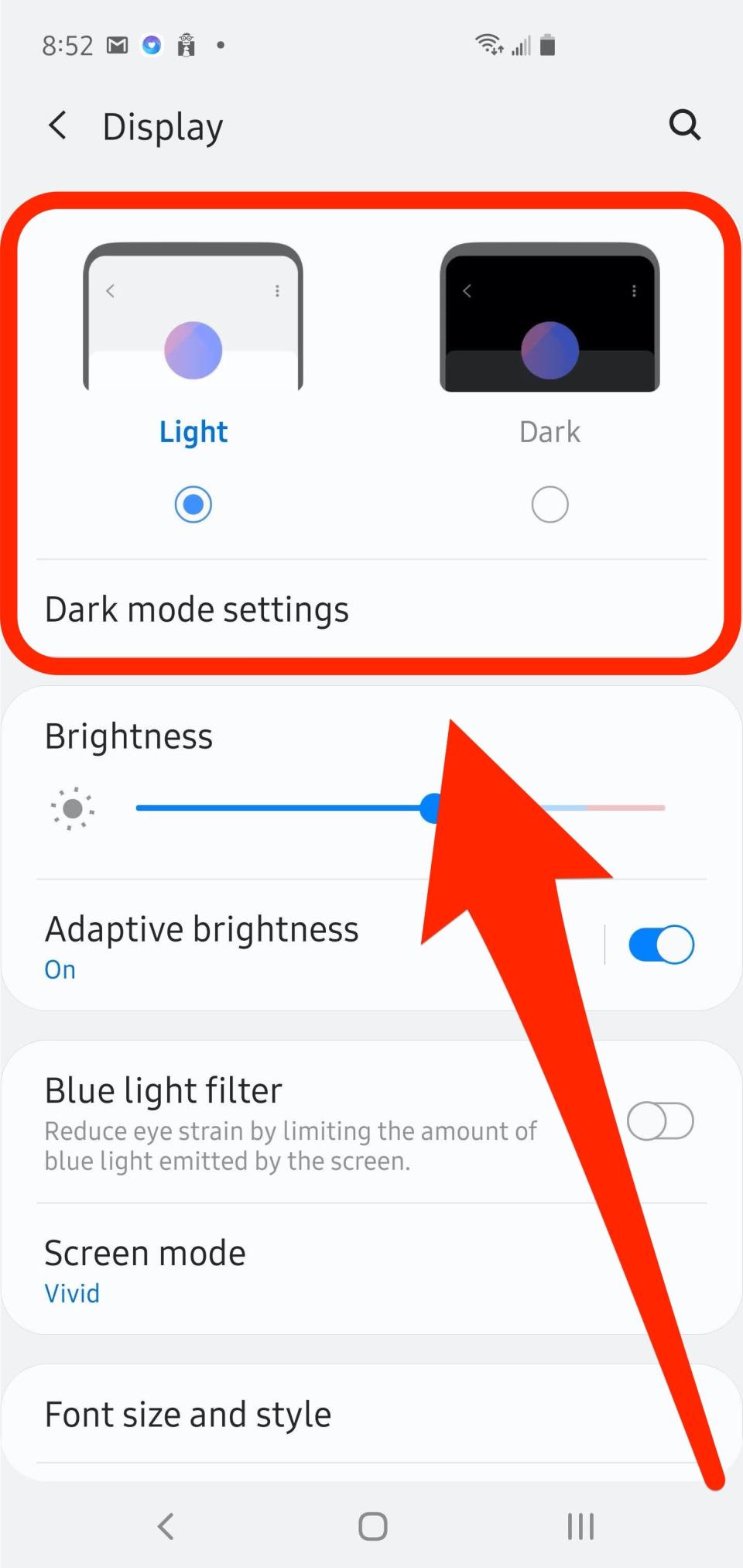 How to get dark mode on Android 1