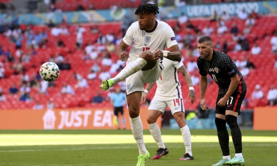 England's Tyrone Mings in action against Croatia.