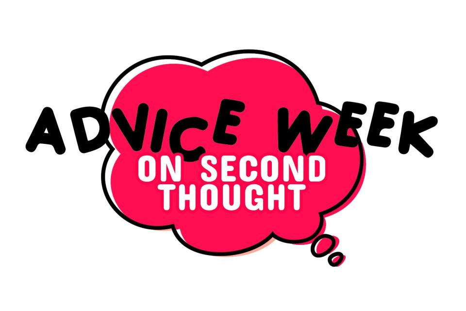 The Advice Week logo with a pink bubble underneath that reads: "On Second Thought."