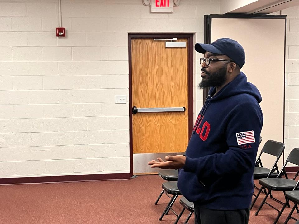 Rickie Bradley spoke to Bucyrus City School District board members about a racial incident he said occurred in school.