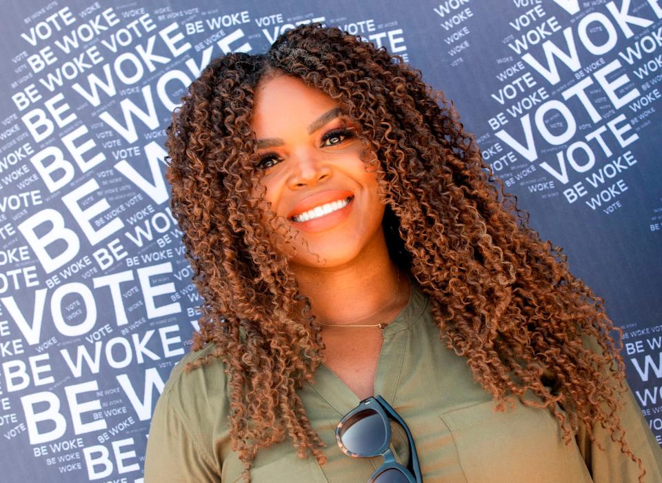 Compton Mayor, Aja Brown, poses during the Gen-Z Drive Up Voter Registration Event organized by BeWoke Vote, September 19, 2020, in Compton, California. (Photo by VALERIE MACON / AFP) (Photo by VALERIE MACON/AFP via Getty Images) ORG XMIT: 1 ORIG FILE ID: AFP_8QC67B.jpg