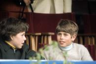 <p>Prince Edward enjoyed a day at the Badminton Horse Trials in 1977. He was given a front row view of the event and was joined by his cousin, Viscount David Linley. </p>