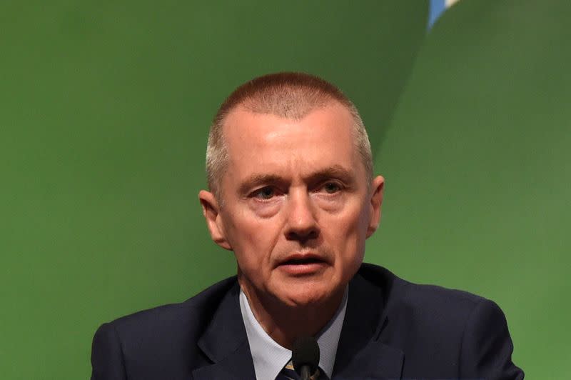 FILE PHOTO: Willie Walsh, CEO of International Airlines Group speaks during the closing press briefing at the 2016 International Air Transport Association (IATA) Annual General Meeting (AGM) and World Air Transport Summit in Dublin