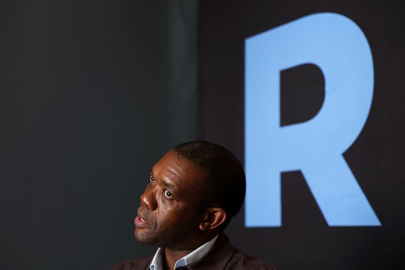 Songezo Zibi, leader of recently formed South African political party Rise Mzansi, speaks during an interview with Reuters in Johannesburg