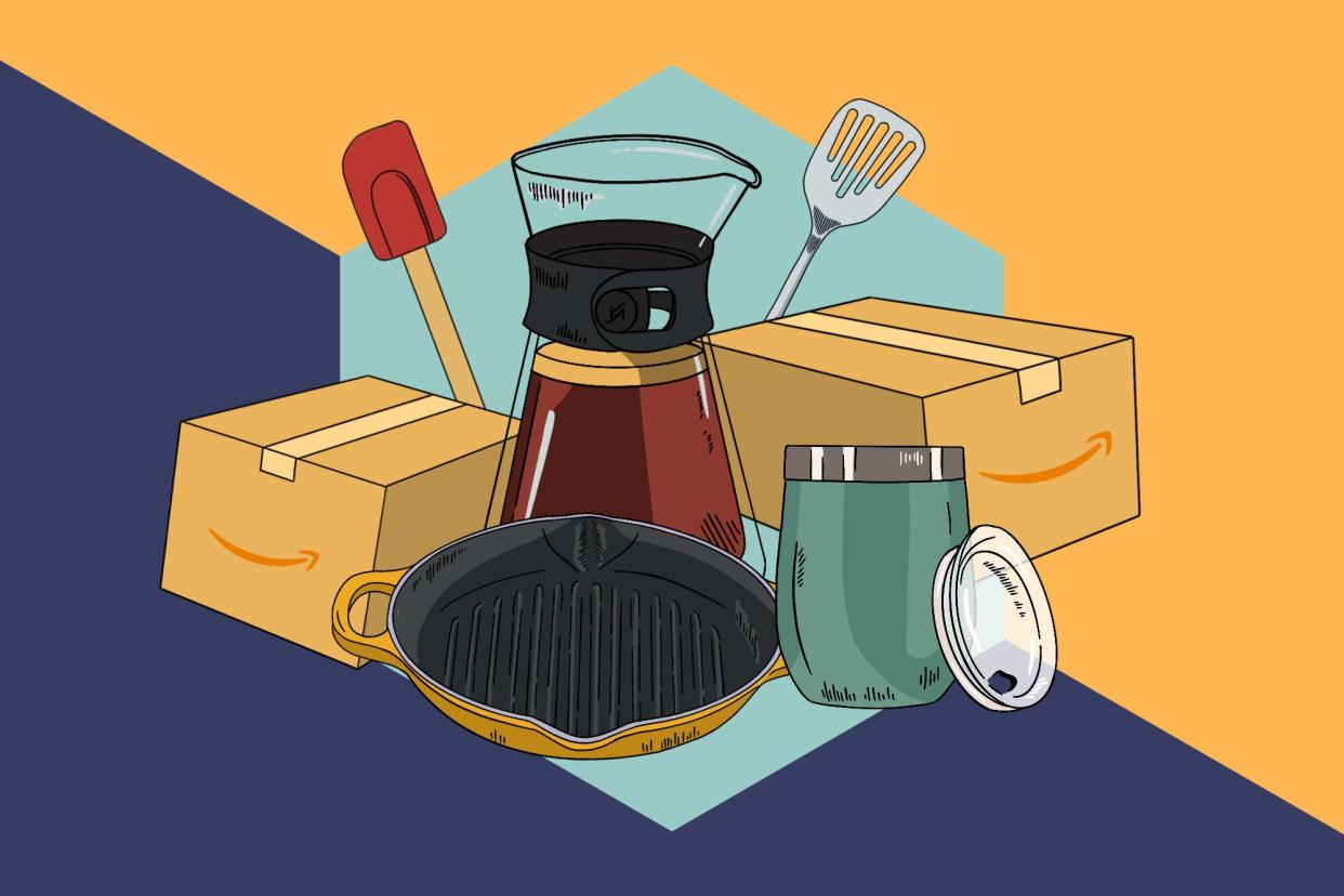 illustration of amazon boxes and kitchen products