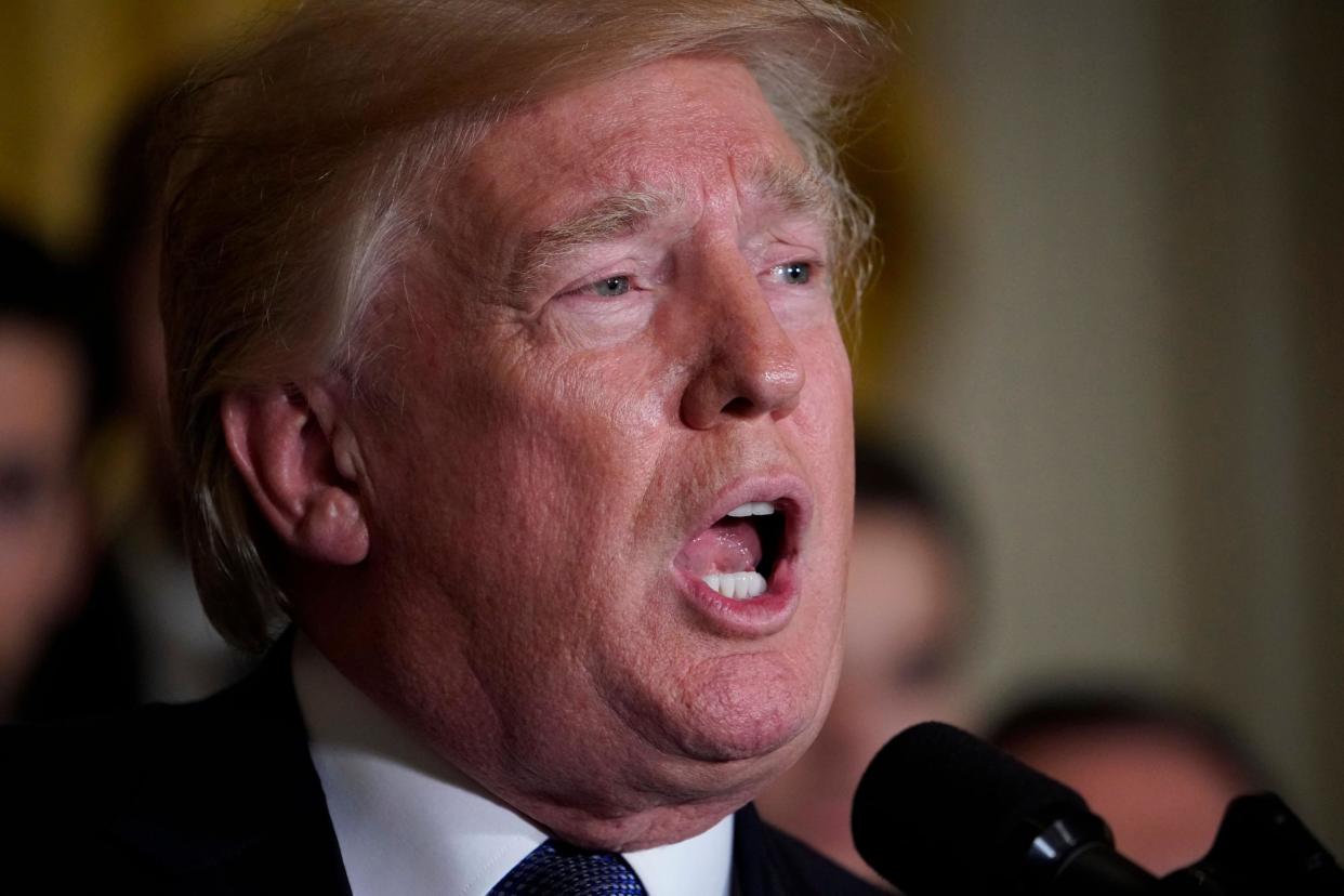 US President Donald Trump delivers a speech during an event at the White House honouring the Pittsburgh Penguins: MANDEL NGAN/AFP/Getty Images