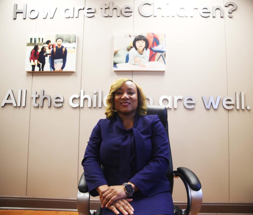 Memphis-Shelby County Schools Interim Superintendent Tutonial ‘Toni’ Williams held a press conference and poses for a portrait afterwards on June 16, 2023 at the Board of Education in Memphis, Tenn.