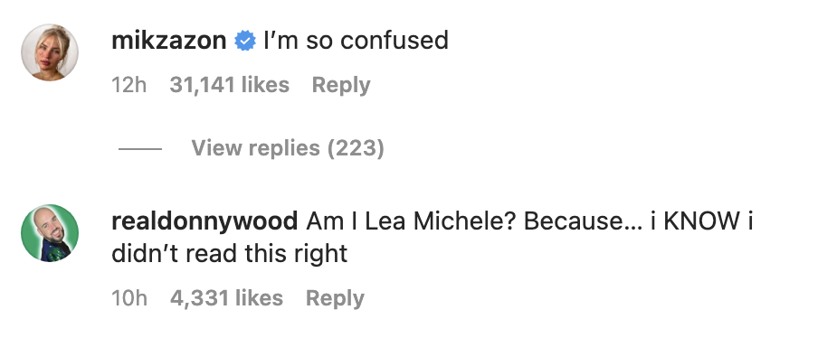 "am i lea michele because i know id didn't read this right"