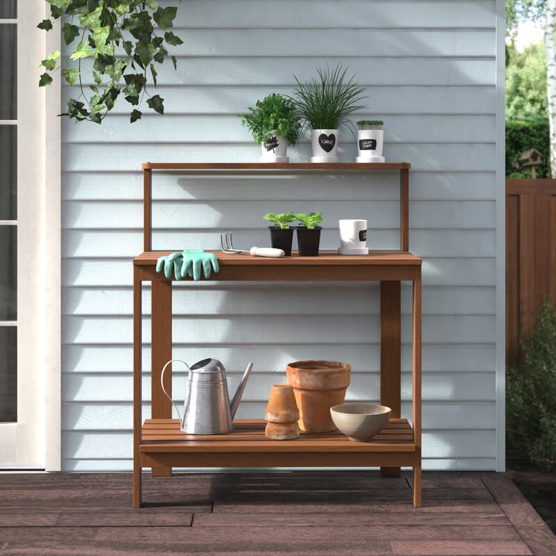 <p><a href="https://go.redirectingat.com?id=74968X1596630&url=https%3A%2F%2Fwww.wayfair.com%2Foutdoor%2Fpdp%2Floon-peak-ermont-hardwood-dark-red-meranti-potting-bench-w000324725.html&sref=https%3A%2F%2Fwww.countryliving.com%2Fgardening%2Fgarden-ideas%2Fg25292523%2Fpotting-bench%2F" rel="nofollow noopener" target="_blank" data-ylk="slk:Shop Now;elm:context_link;itc:0;sec:content-canvas" class="link ">Shop Now</a></p><p>Ermont Hardwood Dark Red Meranti Potting Bench</p><p>wayfair.com</p><p>$79.99</p><span class="copyright">Wayfair</span>