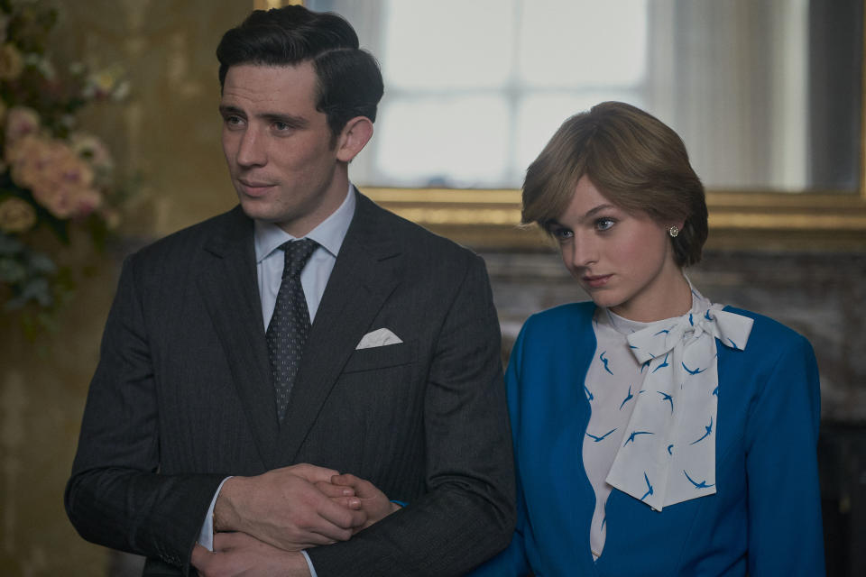 The Crown S4. Picture shows: Prince Charles (JOSH O CONNOR) and Princess Diana (EMMA CORRIN)