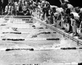 <p>American Lance Larson and Australian John Devitt finished the 100-meter freestyle swim within split seconds of each other. Back then, without any hi-tech gear to determine the winner, there was nothing to decide the victor other than the judges' eyeballs, and no one could agree. Ultimately, after about a day, the judges gave the win to Devitt, even though Larson touched the side first.</p>