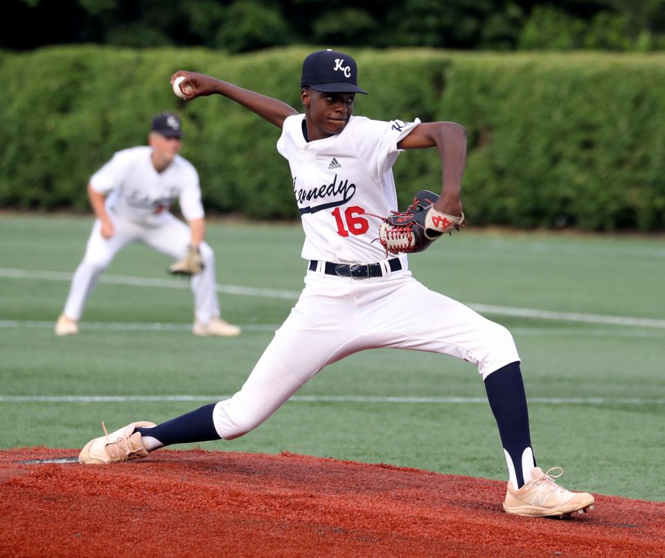 Gary Gill-Hill of Kennedy Catholic pitched a complete game in a 3-1 win over Fordham Prep in a CHSAA playoff qualifying round baseball game at Fordham University June 1, 2021. 
