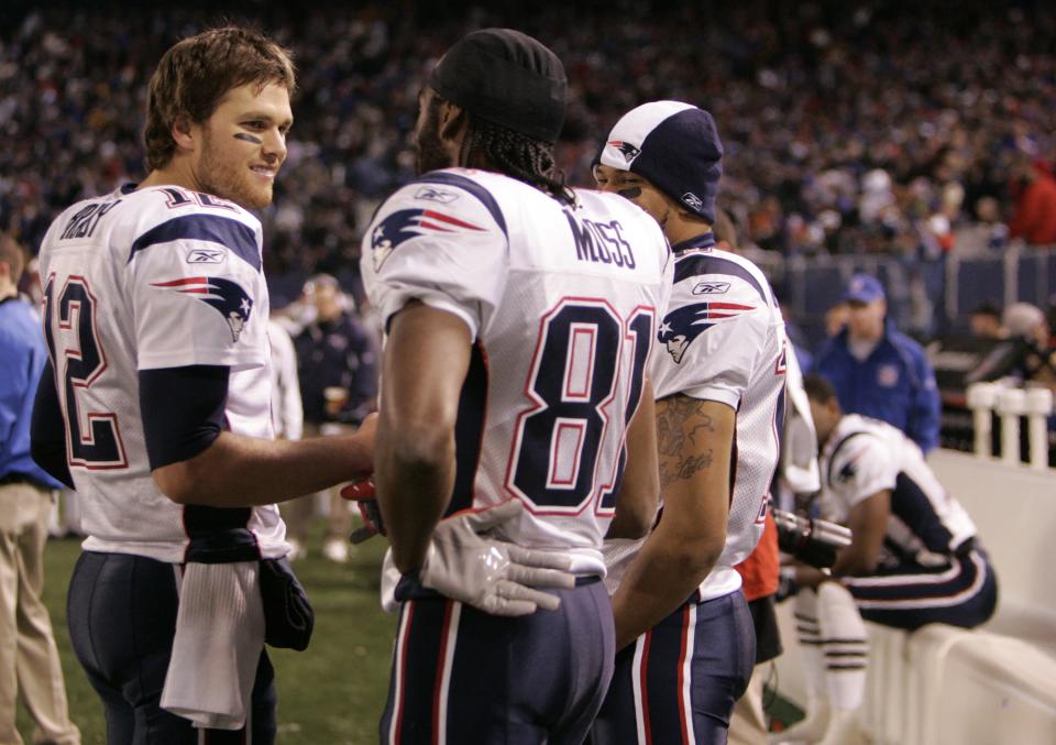 Tom Brady set a new NFL record with 50 touchdown passes in 2007. He was the top scoring fantasy QB and fantasy player that season. (Photo by Rob Tringali/Sportschrome/Getty Images)