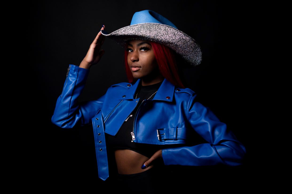 Reyna Roberts stands in the studio at The Tennessean in Nashville, Tenn., Friday, March 29, 2024.