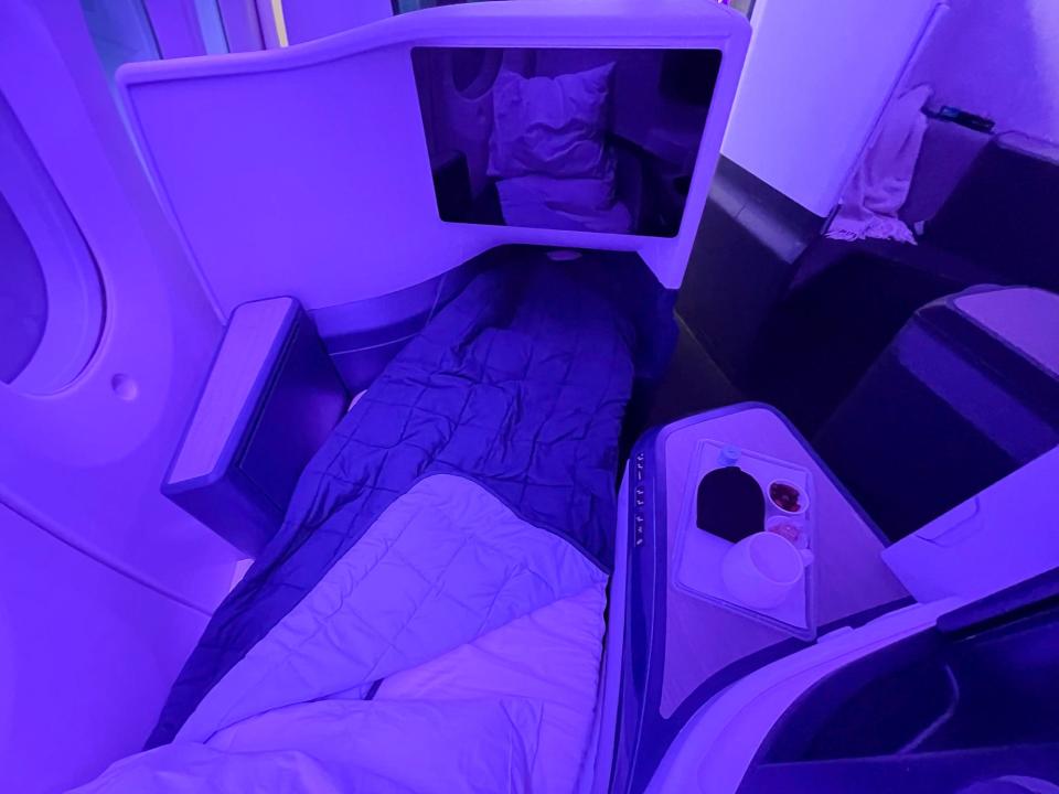 The redesigned cabin still has lie-flat beds for passengers.