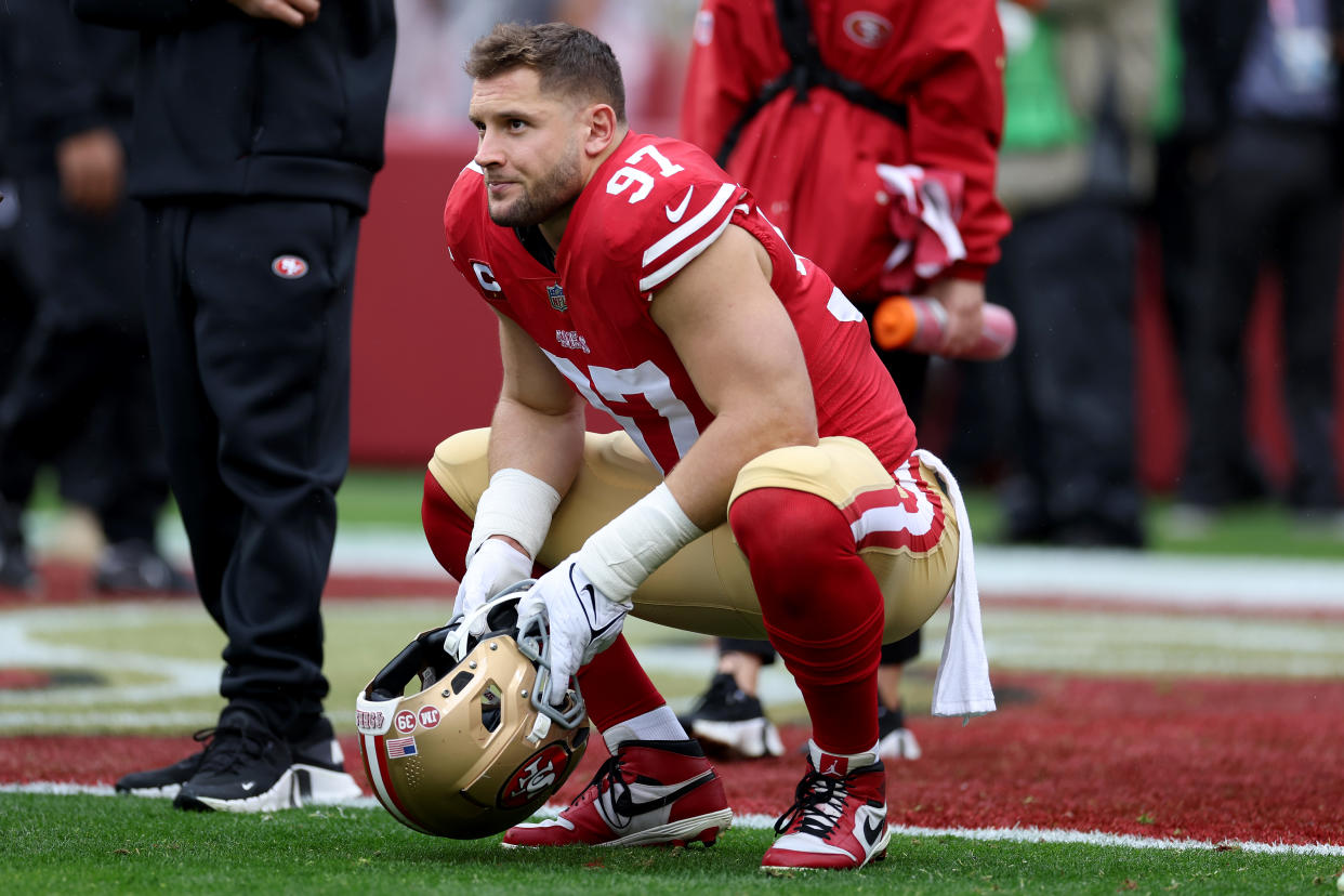 Nick Bosa signed a massive extension with the San Francisco 49ers this week. (Photo by Ezra Shaw/Getty Images)