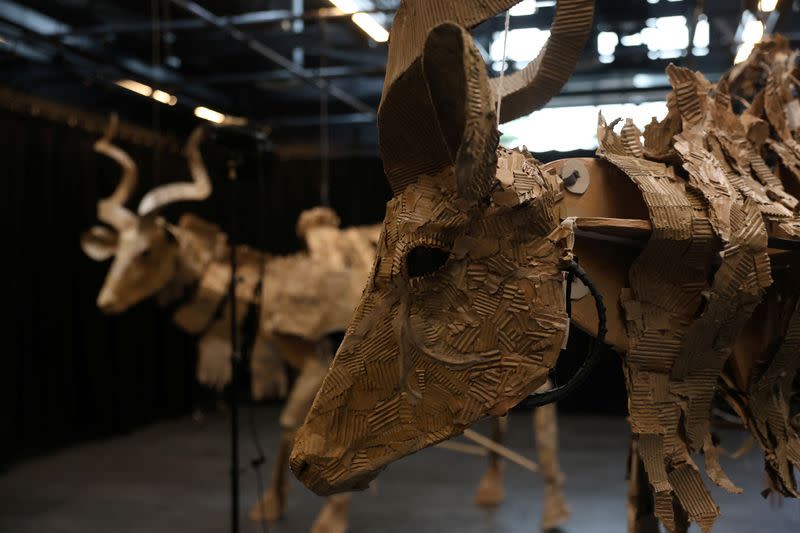 Life-size puppets of wild animals revealed at the launch of 'The Herds' in London