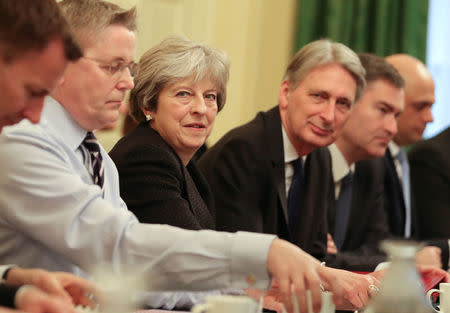 Britain's Prime Minister Theresa May leads her first cabinet meeting of the new year following a reshuffle at 10 Downing Street, London January 9, 2018. REUTERS/Daniel Leal-Olivas/Pool