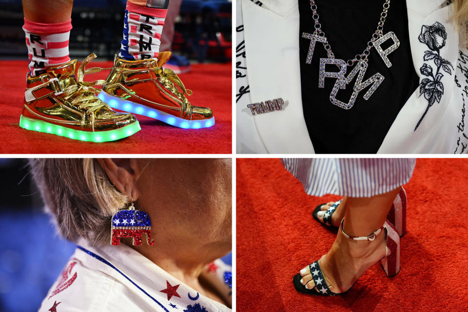 A quad showing accessories (Angela Weiss/APF via Getty; Julia Nikhinson/AP; Leon Neal/Getty)