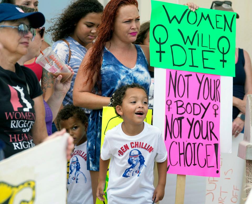 Abortion-rights demonstrators protest the Supreme Court's ruling on Roe v Wade on Friday outside the Volusia County Courthouse Annex in Daytona Beach. Another demonstration is planned for 11 a.m. Monday, July 4, at Beach Street and International Speedway Boulevard. Organizer Christina Quinn said the issue was worth taking time from holiday barbecues or celebrations.
“I’m not really into celebrating an independence that I don’t have,” she said.