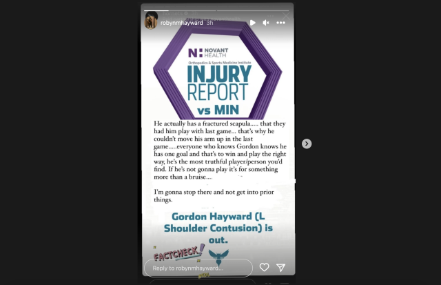 Hornets' Gordon Hayward sustains fractured finger on right hand