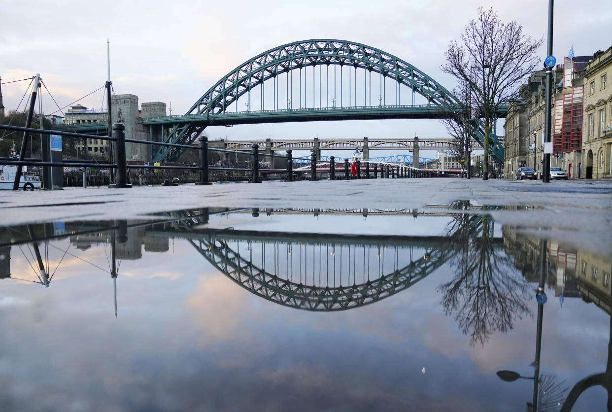 Empty streets and pavements on the Quayside in Newcastle upon Tyne the morning after Prime Minister Boris Johnson set out further measures as part of a lockdown in England in a bid to halt the spread of coronavirus.