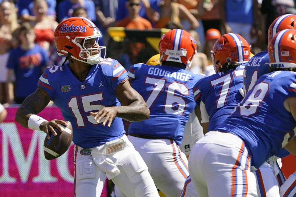 Florida quarterback Anthony Richardson (15) must become a more accurate passer if he expects to improve his NFL draft stock and deliver a successful season for the Gators.