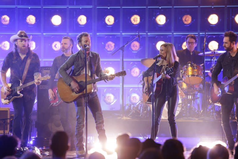 John Osborne, Dierks Bentley and Sheryl Crow perform at the Country Music Association Awards in 2019. File Photo by John Angelillo/UPI