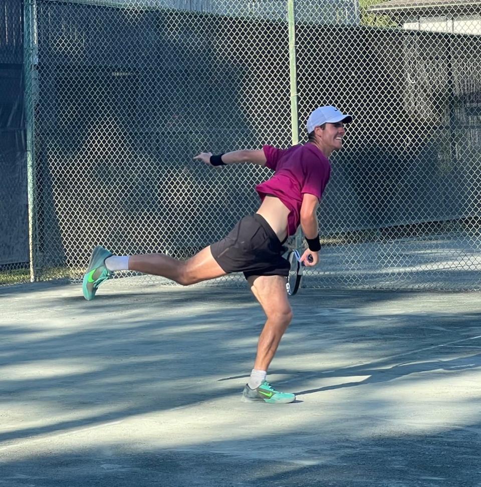 Former Gator national champion, fifth-seeded Will Grant is playing his friend and temporary housemate second-seeded Garrett Johns in one semifinal at the Mardy Fish Children's Foundation $15K ITF pro tournament.