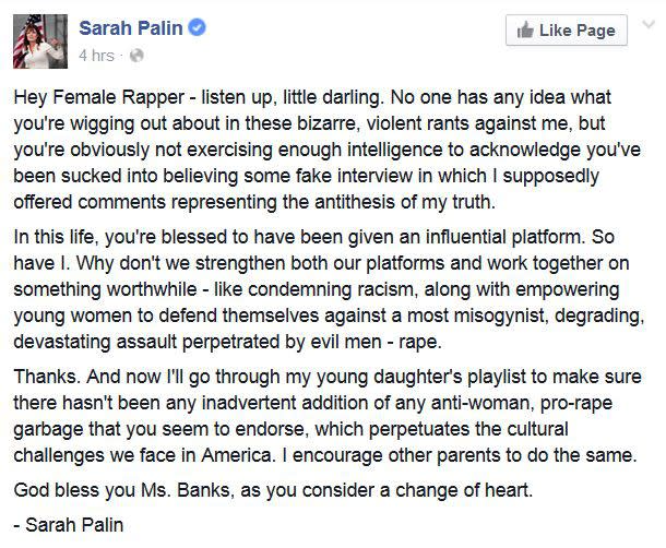 Palin response