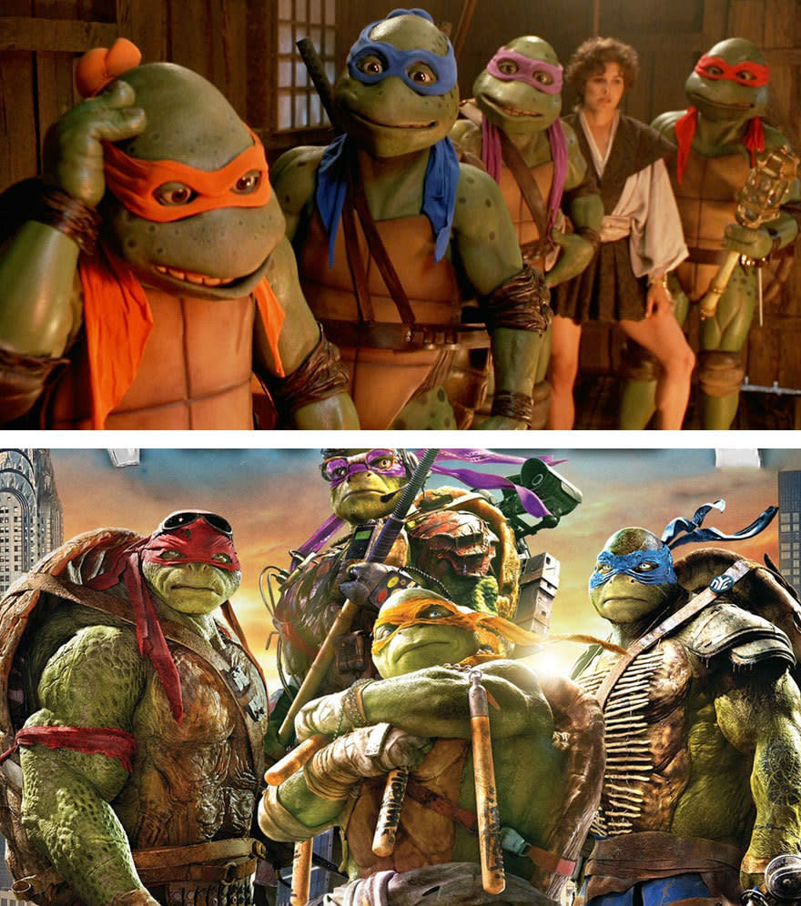 15. Las Tortugas Ninja, en 1993 y en 2016. Y tú, ¿en qué versión prefieres a tus héroes favoritos? ¿Antes o ahora? Escríbenos a nuestra cuenta de Twitter @EstiloYahoo. Foto: Amazon.com