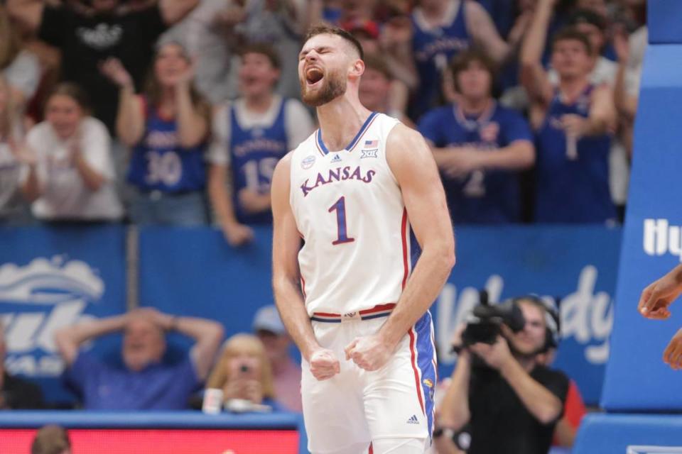 Through his first two contests as a Kansas Jayhawk, former Michigan star Hunter Dickinson is averaging 19.5 points, eight rebounds, 3.5 assists and 1.5 blocks a game.