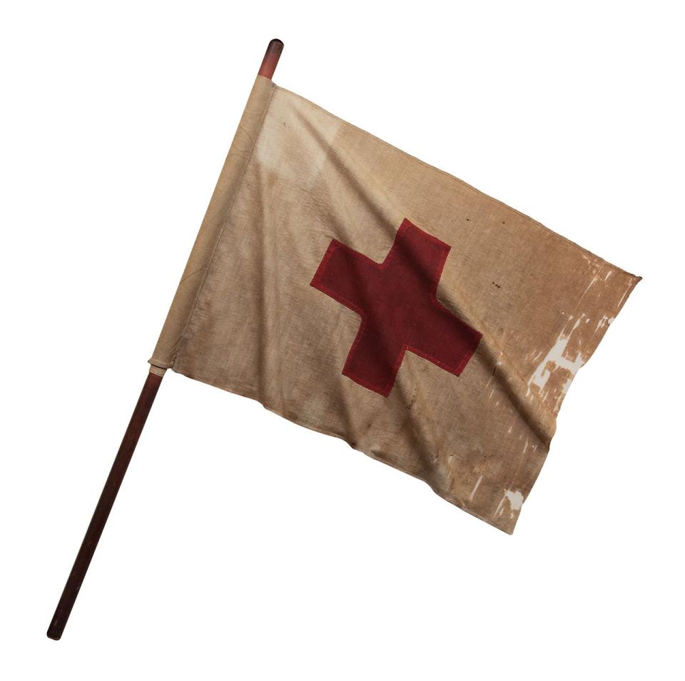 A Red Cross flag carried during the Franco-Prussian War of 1870, which features in the 150 Voices exhibition, marking the 150th anniversary of the British Red Cross. (PA)