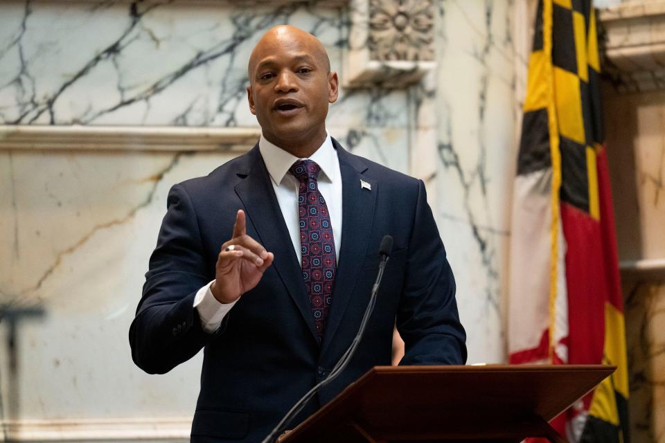 Maryland Gov. Wes Moore gives his first state of the state address, two weeks after being sworn as governor, Wednesday, Feb. 1, 2023, in Annapolis, Md.