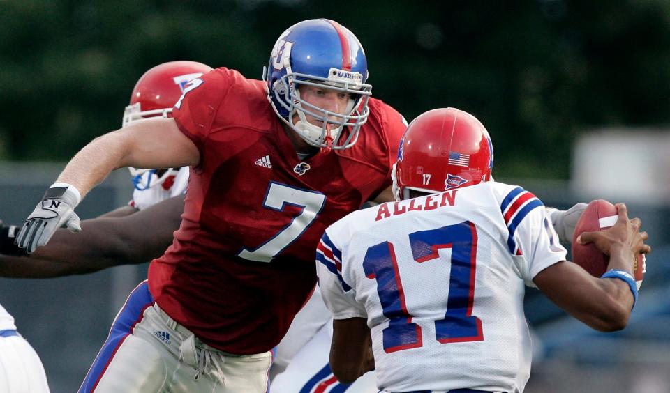 Nick Reid starred at linebacker for Kansas football during his college career. This year, he'll be inducted into the Jayhawks' Ring of Honor.