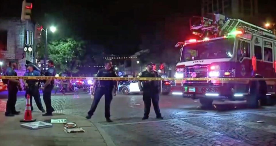 Police respond to the scene of a shooting in Austin, Texas, on Saturday. (Reuters)