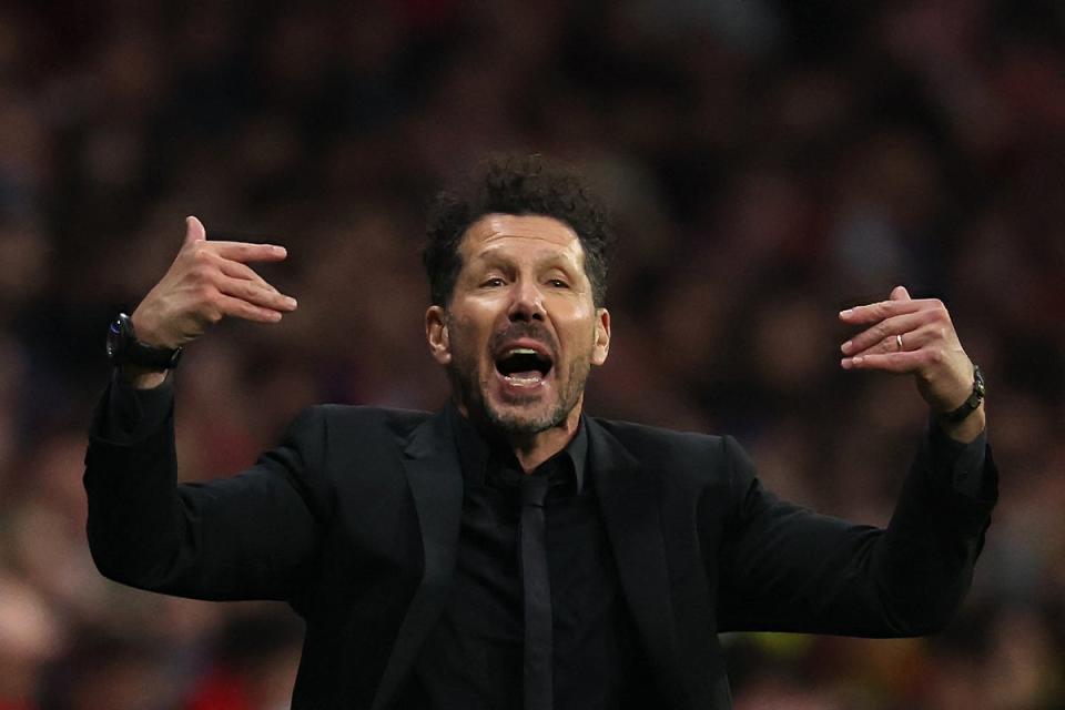 Diego Simeone says his Atletico side are prepared to ‘suffer’ against Borussia Dortmund in Champions League quarter-final second leg.  (AFP via Getty Images)