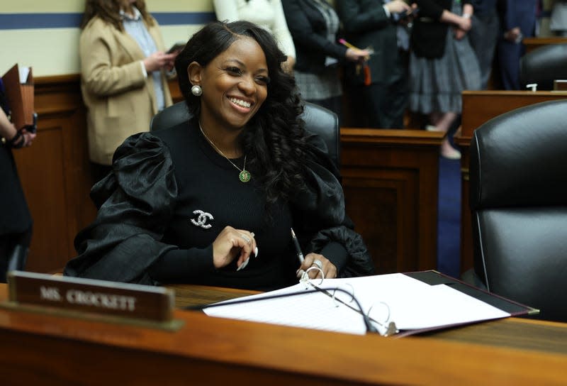WASHINGTON, DC - JANUARY 31: U.S. Rep. Jasmine Crockett (D-TX) participates in a meeting of the House Oversight and Reform Committee in the Rayburn House Office Building on January 31, 2023 in Washington, DC. 