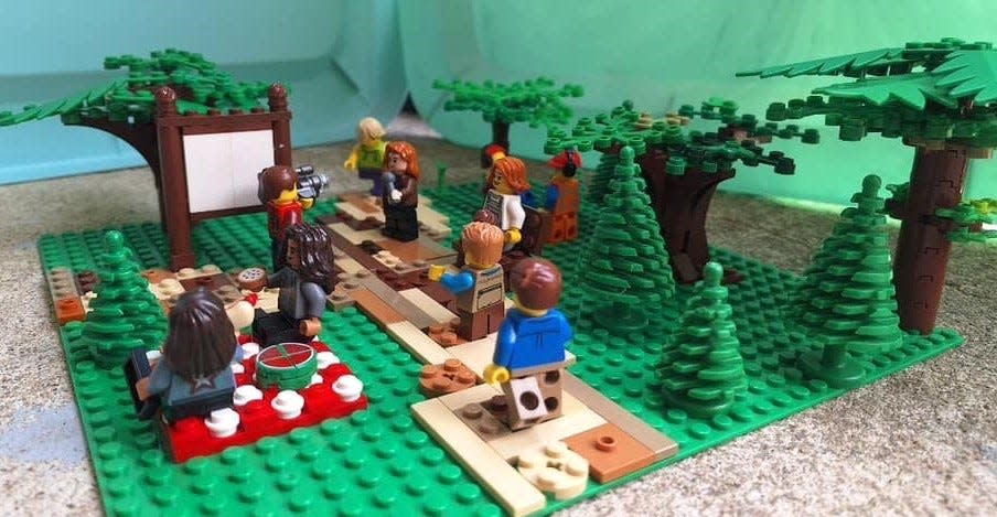 A LEGO park scene created by siblings Henry and Phillip Bosher of Chesterfield on May 16, 2024.