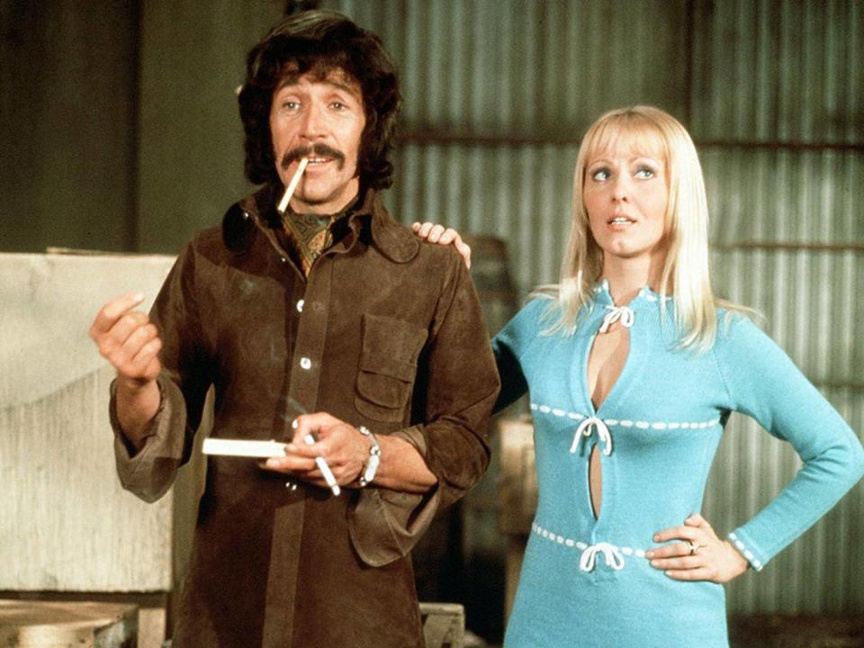 Peter Wyngarde and Yutte Stensgaard in an episode of ‘Jason King’ in 1971 (ITV/REX)