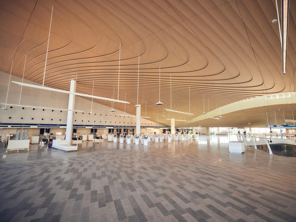 A press photo of the ceiling at Helsinki airport