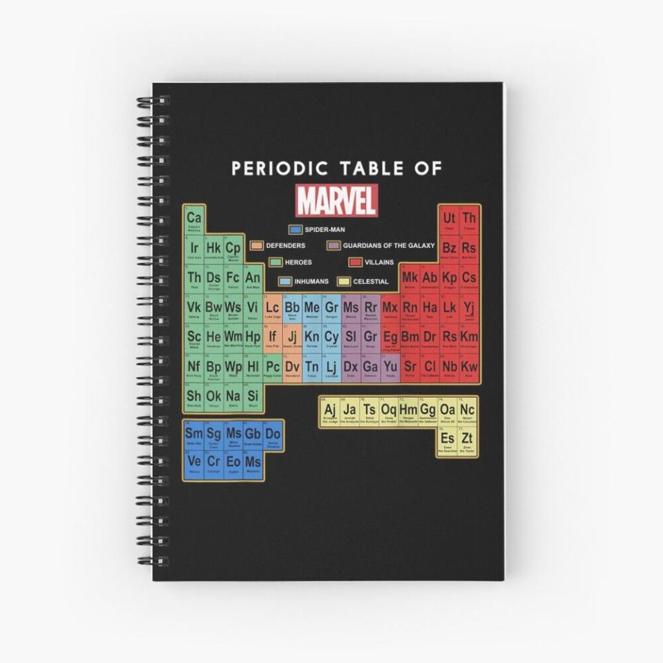 6) Periodic Table of Marvel Spiral Notebook