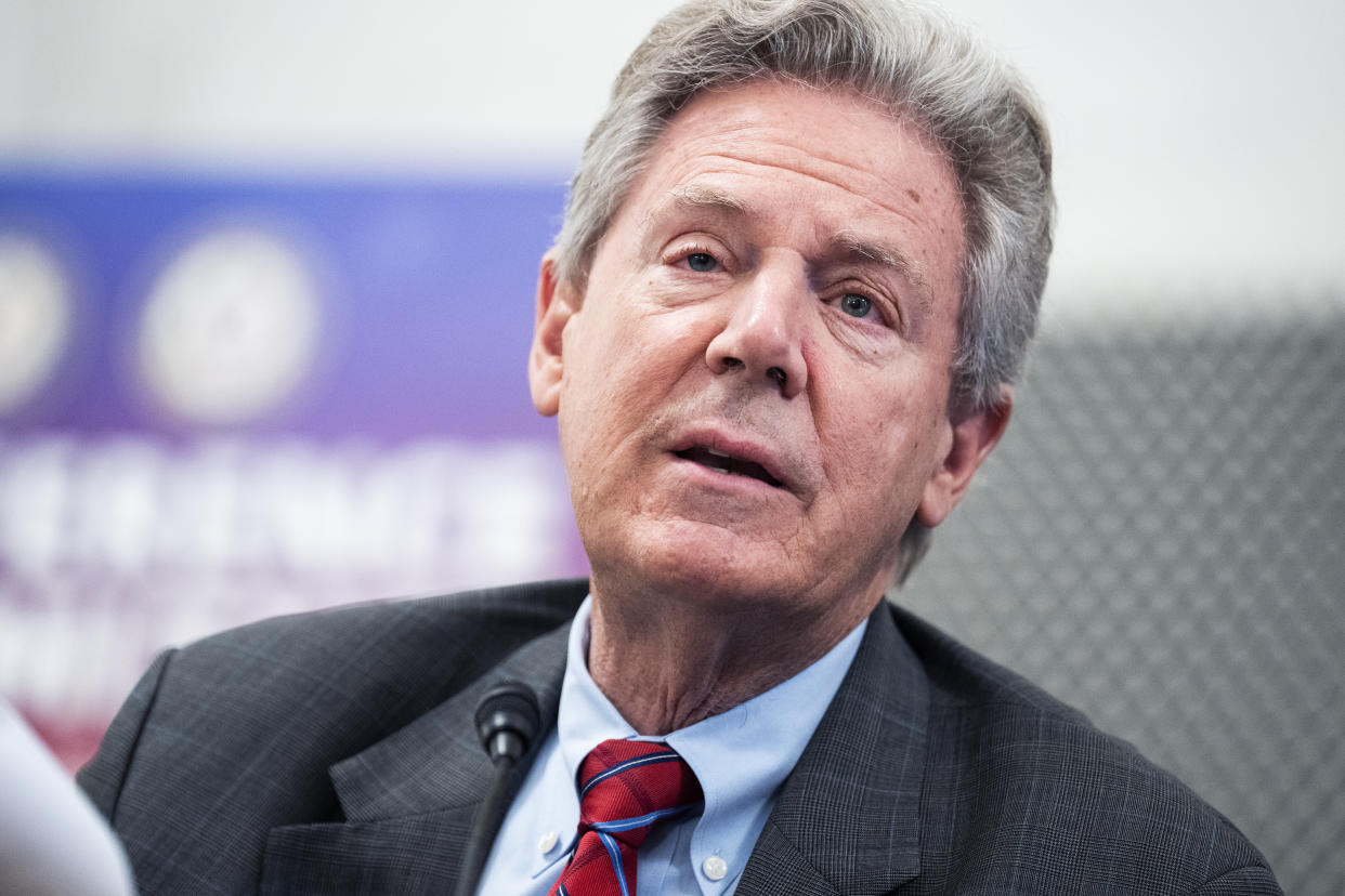 UNITED STATES - MAY 12: Rep. Frank Pallone, D-N.J., chairman of the House Energy and Commerce Committee, speaks during the Conference Committee on H.R. 4521, bipartisan innovation and competition legislation, in Russell Building on Thursday, May 12, 2022. The committee is tasked with reconciling the differences between the Senates United States Innovation and Competition Act (USICA) and the Houses America COMPETES Act. (Tom Williams/CQ-Roll Call, Inc via Getty Images)